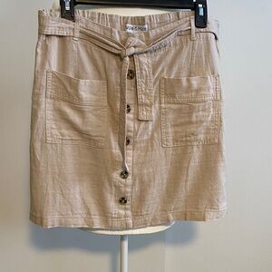 Tan Faux Button-Front Skirt